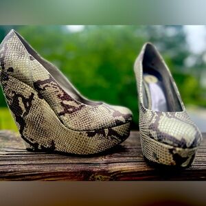 Snakeskin Wedges